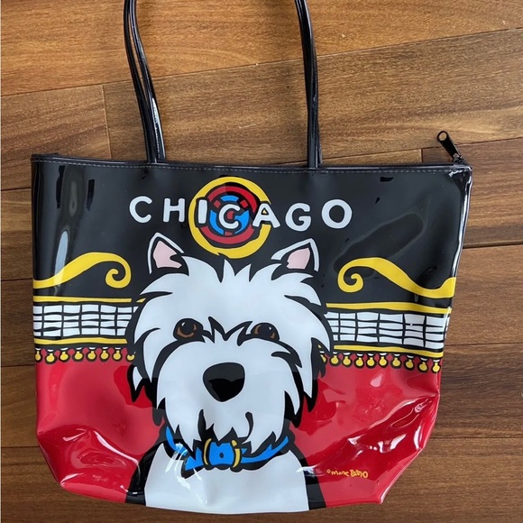 COPY - Marc Tetro Signature Tote Bag in Rare Limited Edition Chicago Westie Pri… - Picture 1 of 3